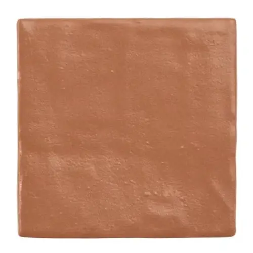 Tenedos 4x4 Inch HTCFD Premium Quality Terracotta Matte Zellige Ceramic Tile with Subtle Shimmer | Handmade Look Moroccan Square Wall Tile for Kitchen Backsplash & Bathroom Wall (1 Piece)